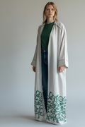 GREEN AND CREAM ARABIC PRINT