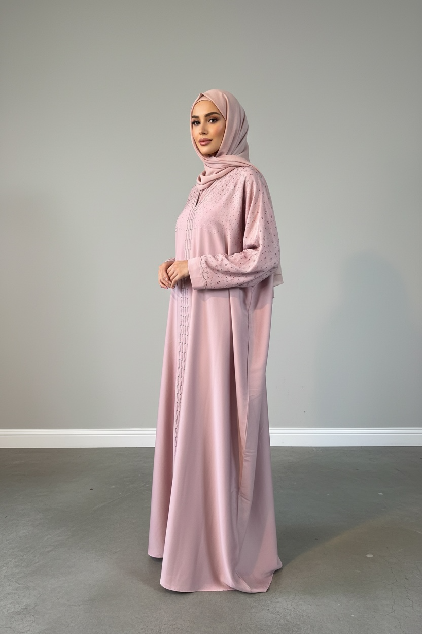 DUSTY ROSE EMBELLISHED ABAYA