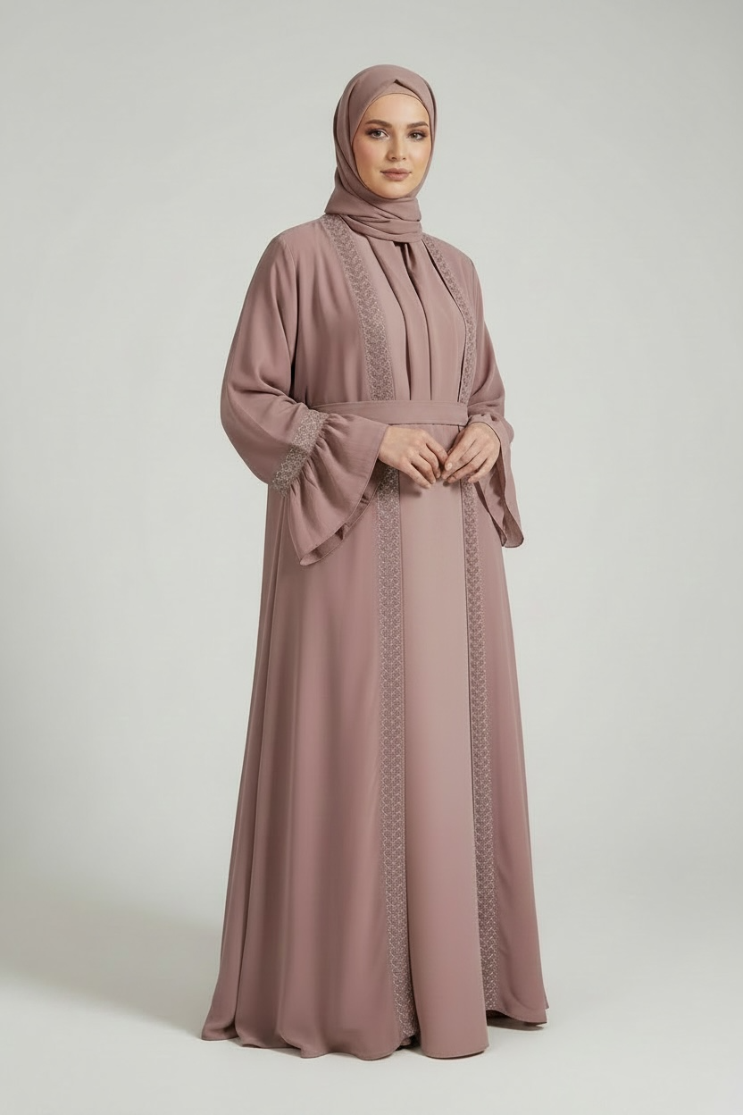 MAUVE PINK ABAYA INNER INCLUDED