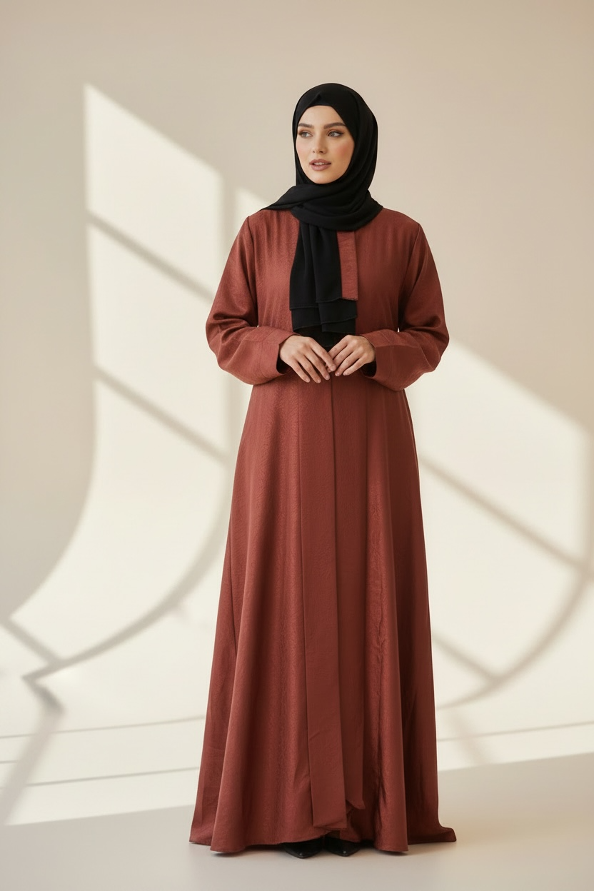 RUST BROWN MINIMAL ABAYA