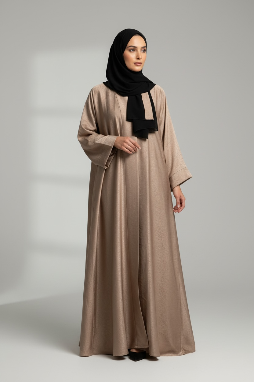 ELEGANT TAUPE FLOW ABAYA