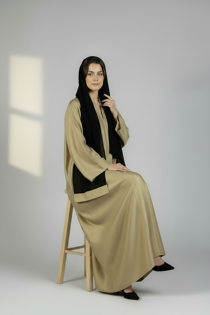 METALLIC OLIVE ABAYA