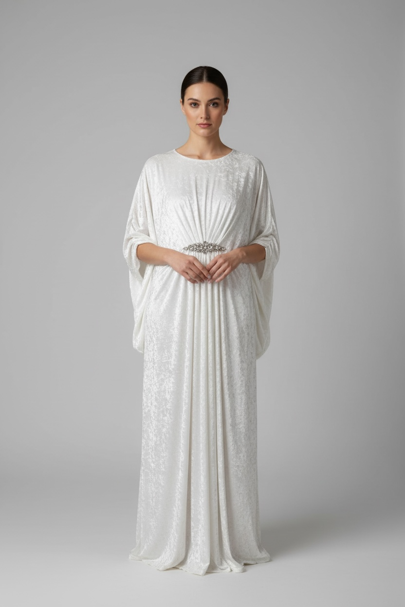 LUXE IVORY DRAPED KAFTAN