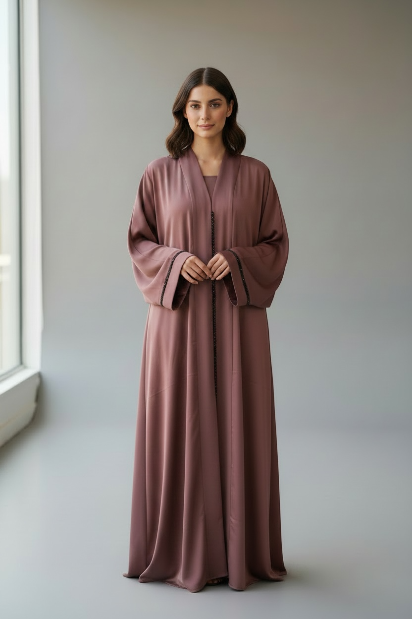 ELEGANT FLOW ABAYA - DUSTY ROSE