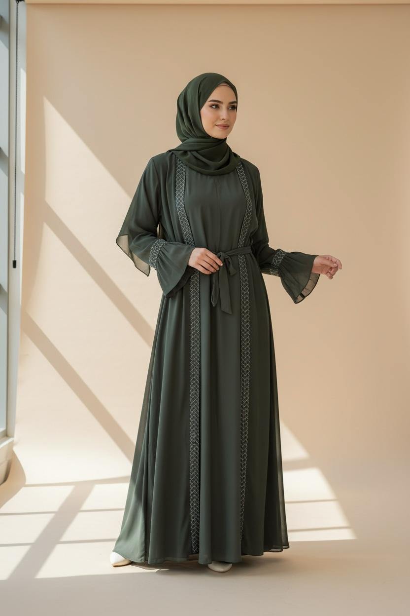 MAUVE PINK ABAYA INNER INCLUDED