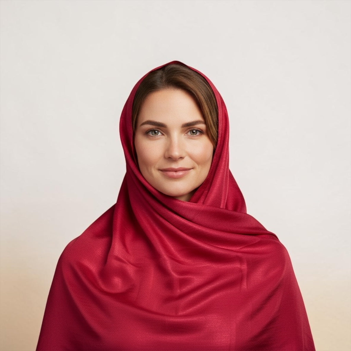 Ruby Red Satin Chiffon Hijab