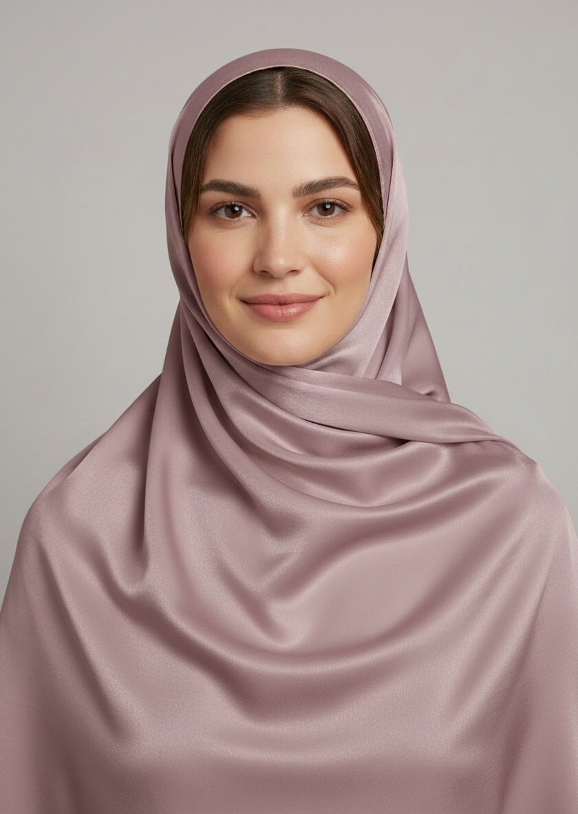 Mauve Rose Silk Satin Hijab