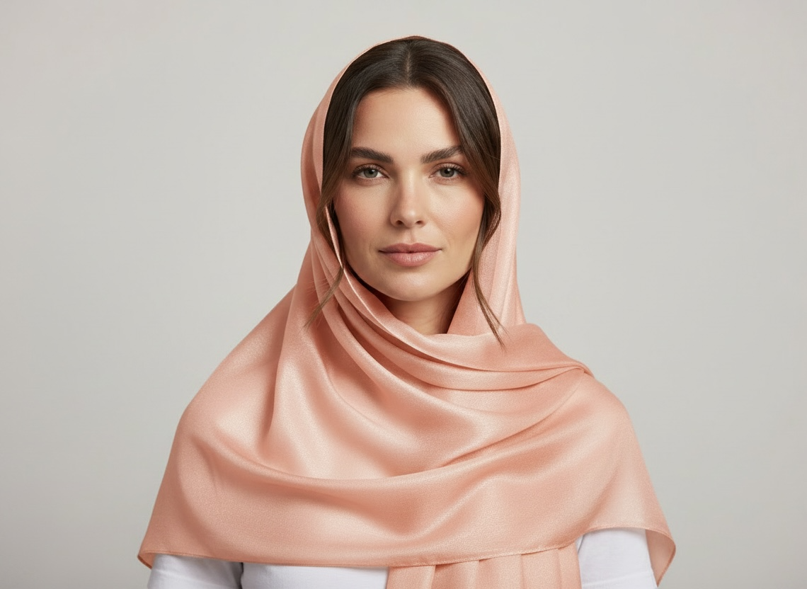 Peach Satin Chiffon Hijab